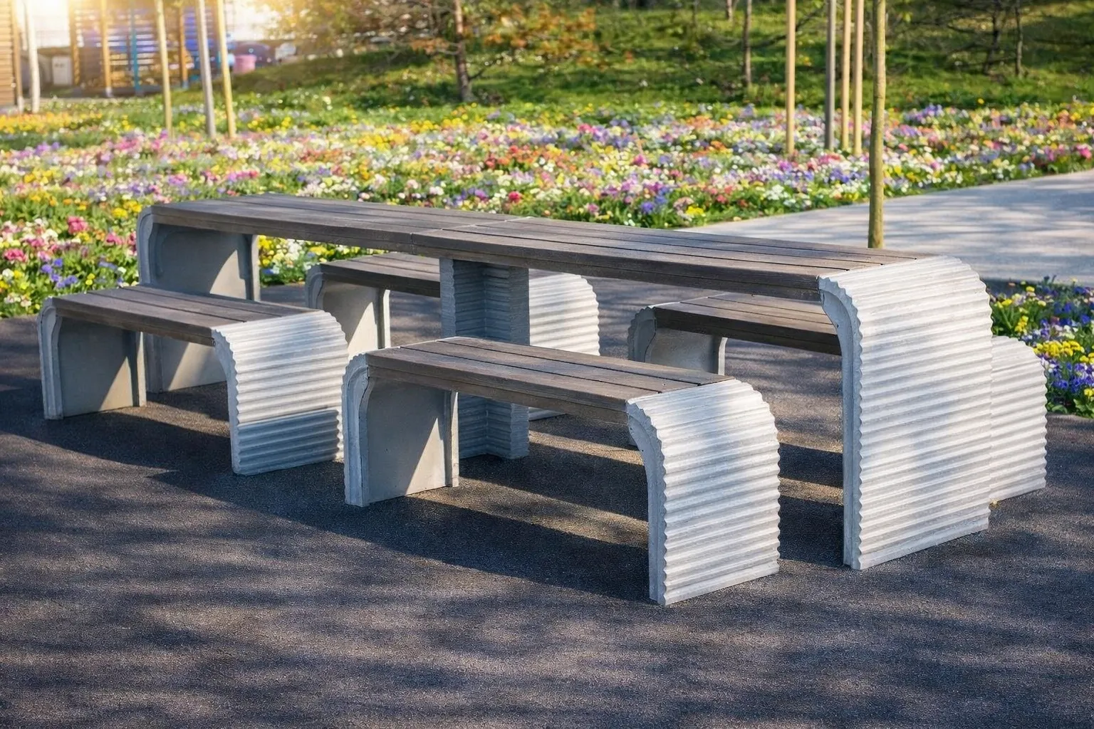 Mobilier urbain en beton Banc et table en béton